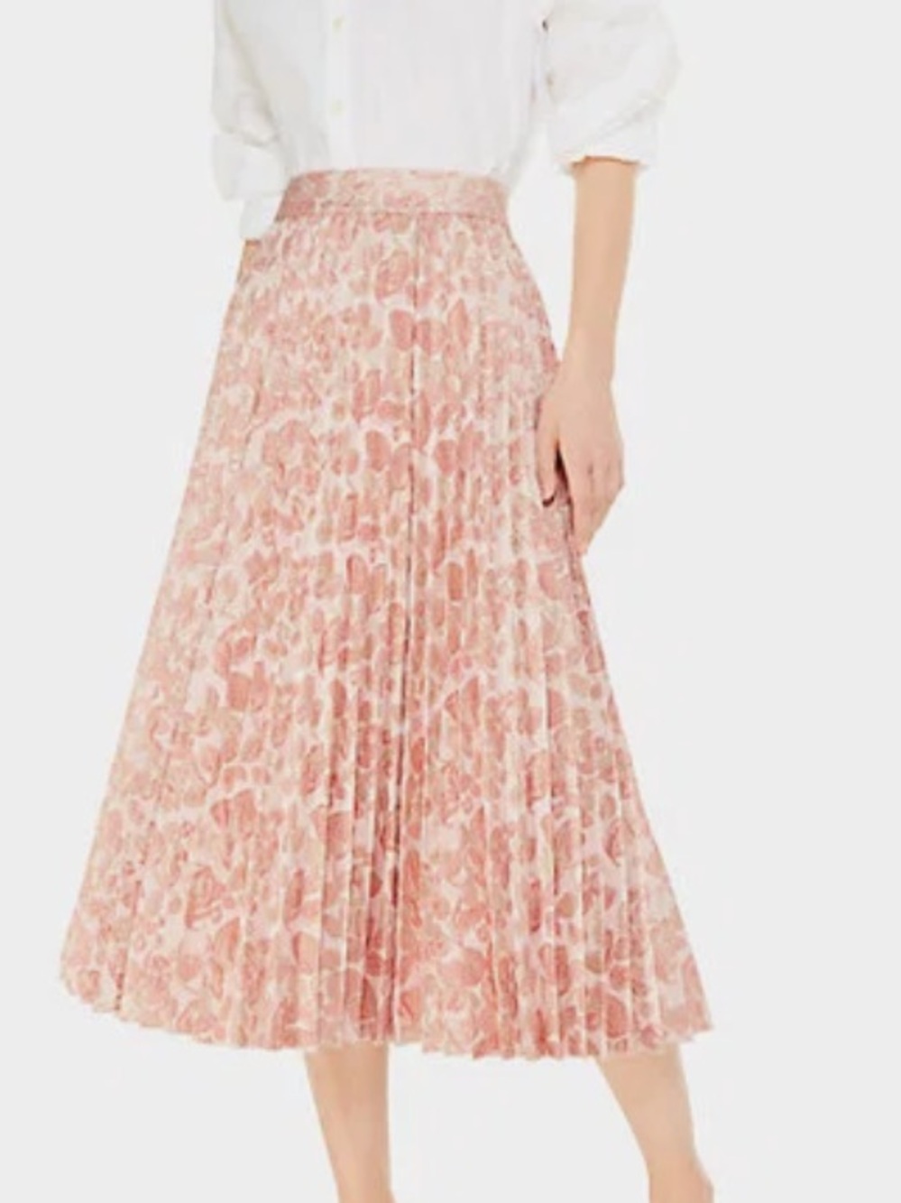 kate spade Pink Metallic Floral Pleated Midi Skirt
